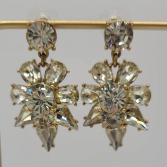J Crew Clear Crystal Cluster Drop Earrings - Picture 1 of 8